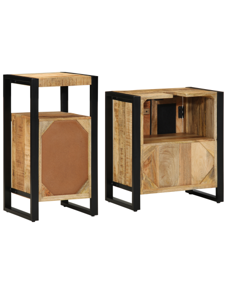 Set di mobili per il bagno 2 pcs Legno di mango solido e grezzo