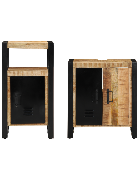 Set di mobili per il bagno 2 pcs Legno di mango solido e grezzo