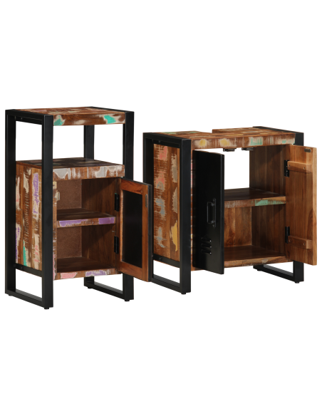 Set di mobili per il bagno 2 pcs Legno Recuperato Massello