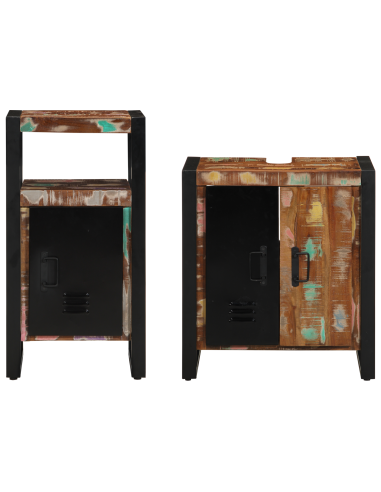 Set di mobili per il bagno 2 pcs Legno Recuperato Massello