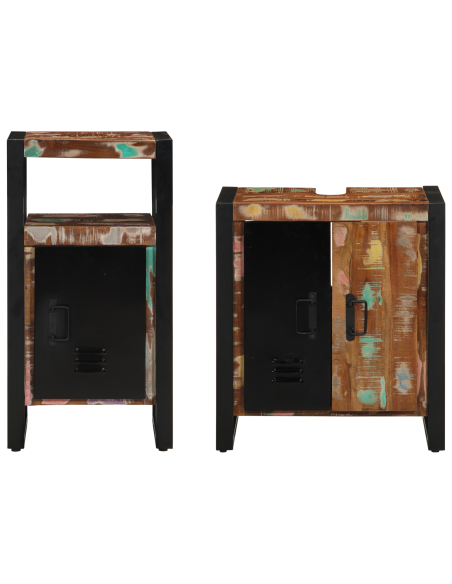Set di mobili per il bagno 2 pcs Legno Recuperato Massello