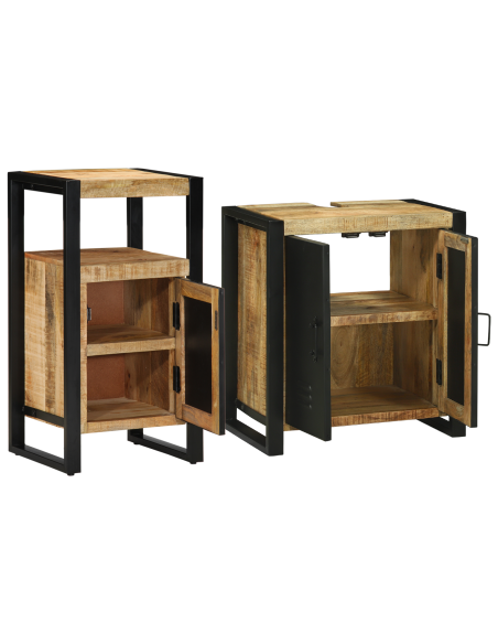 Set di mobili per il bagno 2 pcs Legno di mango solido e grezzo