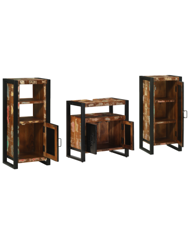 Set di mobili per il bagno 3 pcs Legno Recuperato Massello