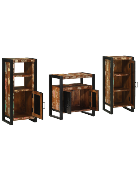 Set di mobili per il bagno 3 pcs Legno Recuperato Massello
