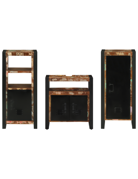 Set di mobili per il bagno 3 pcs Legno Recuperato Massello