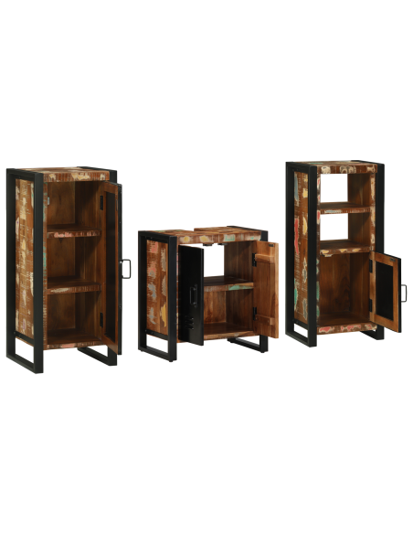 Set di mobili per il bagno 3 pcs Legno Recuperato Massello
