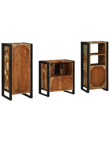 Set di mobili per il bagno 3 pcs Legno Recuperato Massello