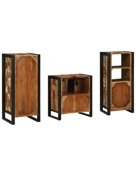 Set di mobili per il bagno 3 pcs Legno Recuperato Massello