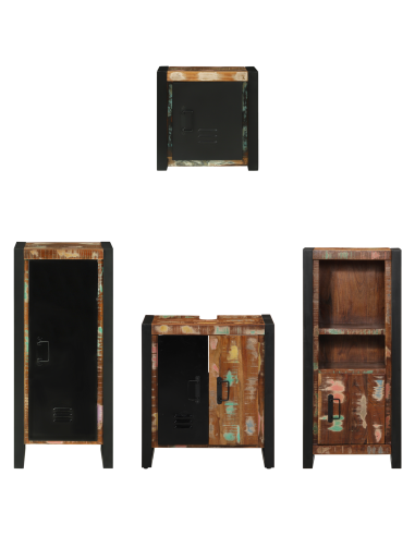 Set di mobili per il bagno 4 pcs Legno Recuperato Massello