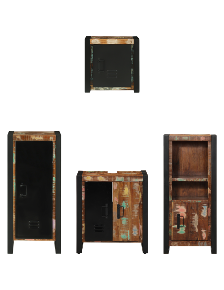 Set di mobili per il bagno 4 pcs Legno Recuperato Massello