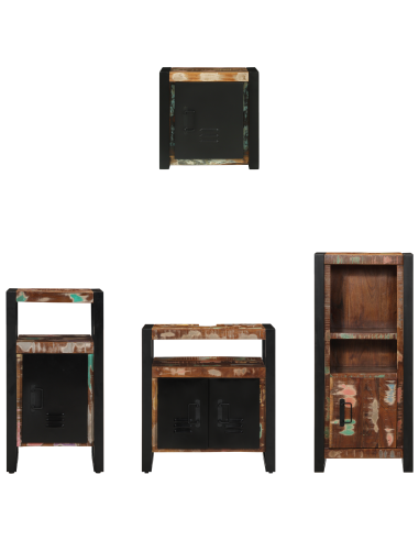 Set di mobili per il bagno 4 pcs Legno Recuperato Massello