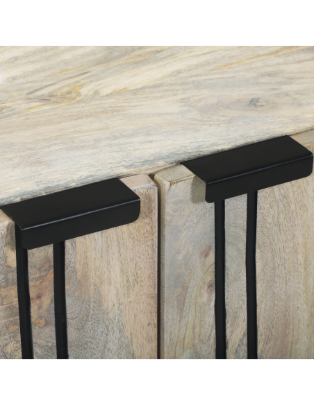 Credenza Bianco 60 x 33,5 x 75 cm Legno di mango massello