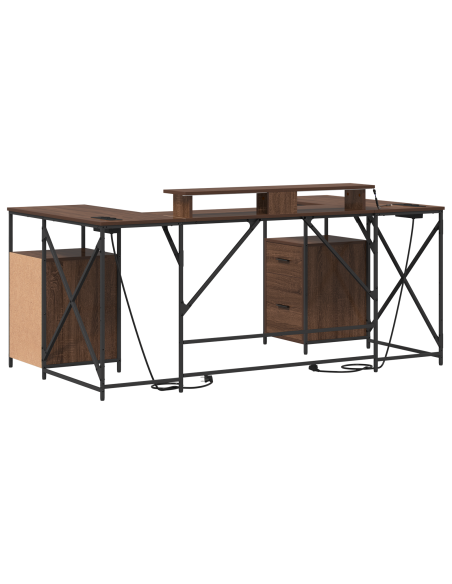 Scrivania Rovere marrone 182 x 101 x 87.5 cm Legno multistrato