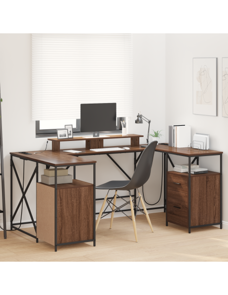 Scrivania Rovere marrone 182 x 101 x 87.5 cm Legno multistrato