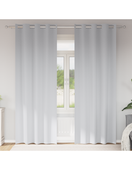 Tende Blackout con Anelli 2 pcs Grigio Chiaro 260 x 140 cm