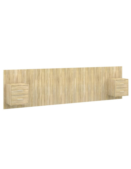 Testiera Letto con Armadietti Legno Multistrato Rovere Sonoma