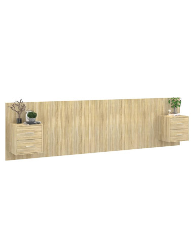 Testiera Letto con Armadietti Legno Multistrato Rovere Sonoma