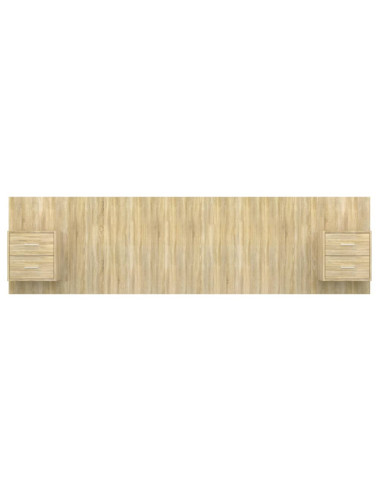 Testiera Letto con Armadietti Legno Multistrato Rovere Sonoma