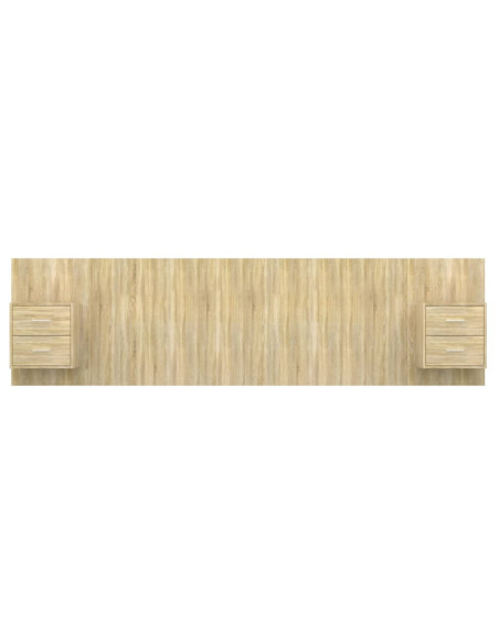Testiera Letto con Armadietti Legno Multistrato Rovere Sonoma