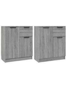 Credenze 2 pz Grigio Sonoma 60x30x70 cm in Legno Multistrato 2