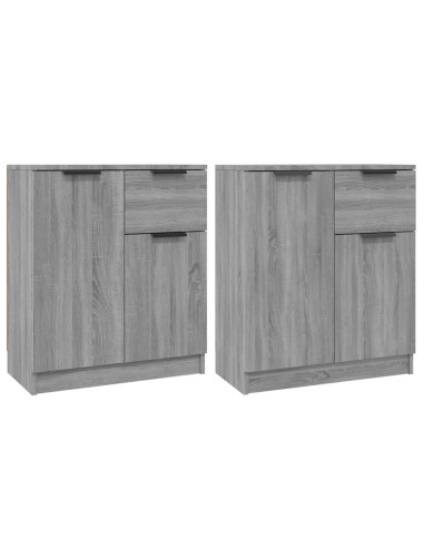 Credenze 2 pz Grigio Sonoma 60x30x70 cm in Legno Multistrato