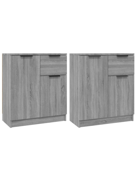 Credenze 2 pz Grigio Sonoma 60x30x70 cm in Legno Multistrato