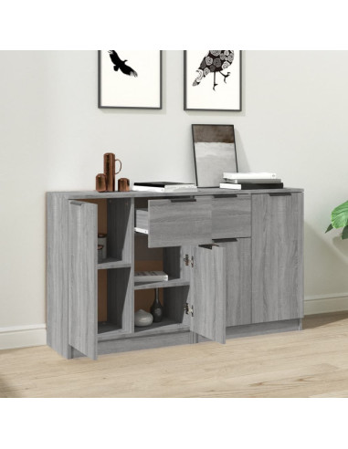 Credenze 2 pz Grigio Sonoma 60x30x70 cm in Legno Multistrato