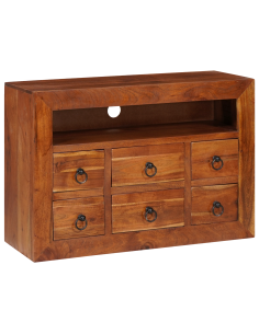 Credenza Marrone 80 x 30 x 55 cm Legno di Acacia Massello 2