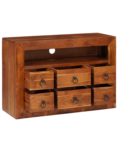 Credenza Marrone 80 x 30 x 55 cm Legno di Acacia Massello