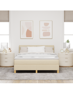 Letto a Sorgente LED con materasso Crema 160 x 200 cm Tessuto