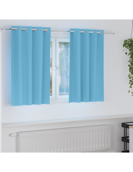 Tende con tende 2 pcs Azzurro 140 x 140 cm Poliestere