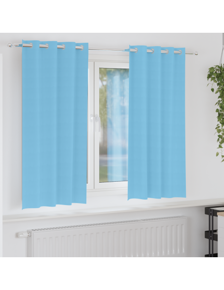 Tende con tende 2 pcs Azzurro 175 x 140 cm Poliestere