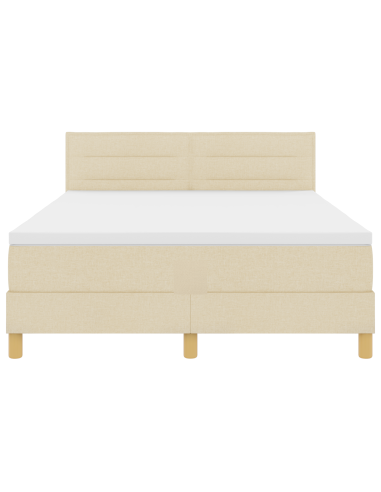 Letto a Sorgente LED con materasso Crema 160 x 200 cm Tessuto