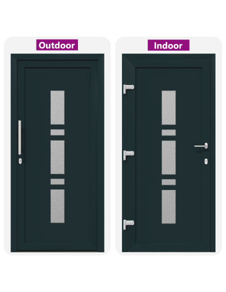 Porta d'ingresso Antracite 88 x 200 cm PVC