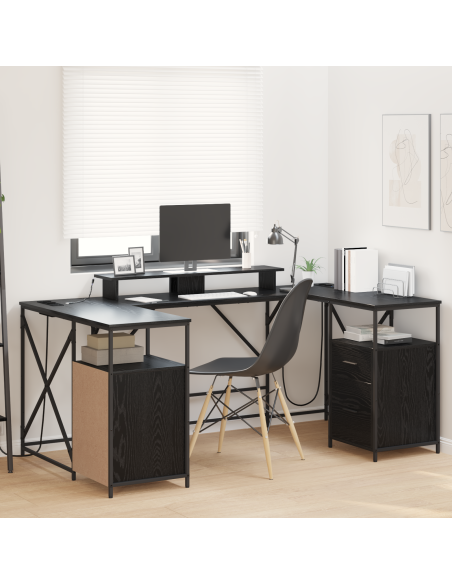 Scrivania Rovere Nero 182 x 101 x 87.5 cm Legno multistrato