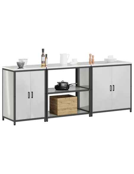 Set di Stoccaggio per Cucina 3 pcs Argento 210 x 50 x 92 cm