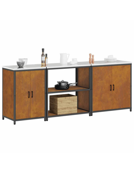 Set di Stoccaggio per Cucina 3 pcs Ruggine 210 x 50 x 92 cm