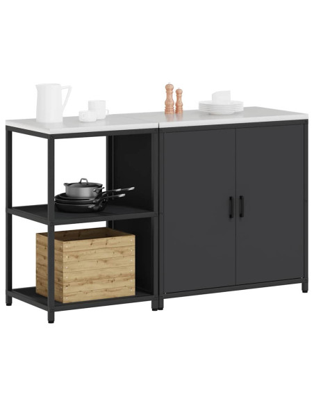 Set di Stoccaggio per Cucina 2 pcs Nero 150 x 50 x 92 cm