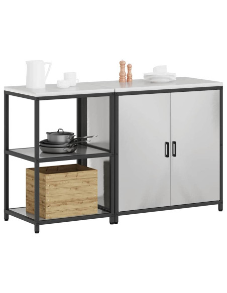 Set di Stoccaggio per Cucina 2 pcs Argento 150 x 50 x 92 cm