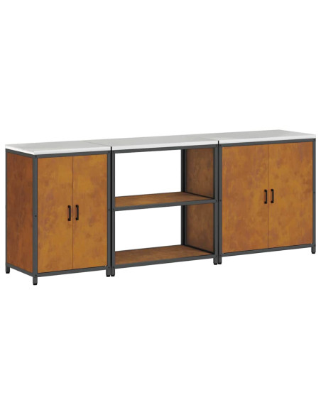 Set di Stoccaggio per Cucina 3 pcs Ruggine 210 x 50 x 92 cm