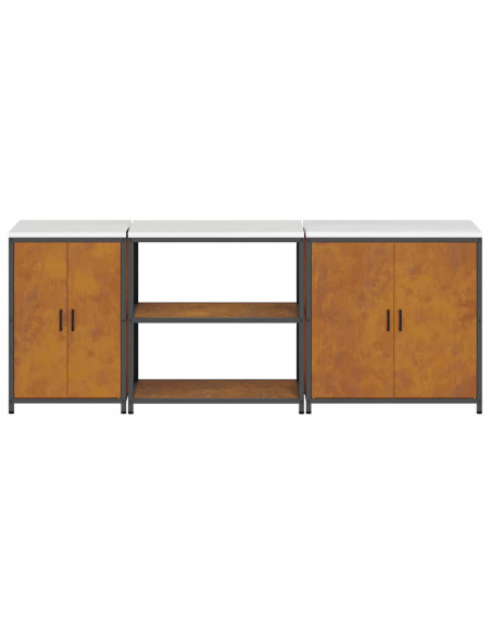 Set di Stoccaggio per Cucina 3 pcs Ruggine 210 x 50 x 92 cm