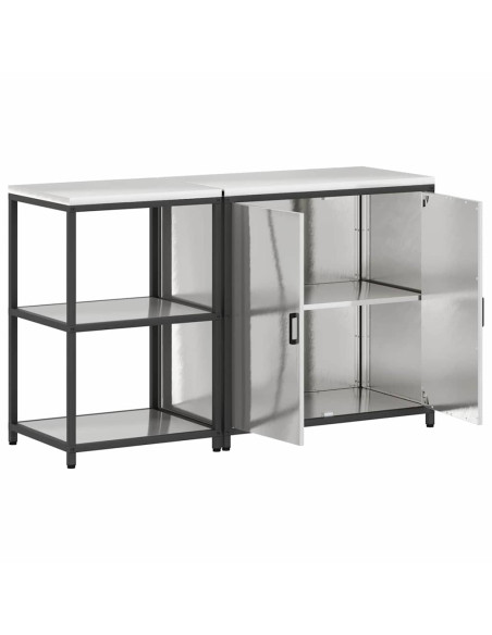Set di Stoccaggio per Cucina 2 pcs Argento 150 x 50 x 92 cm