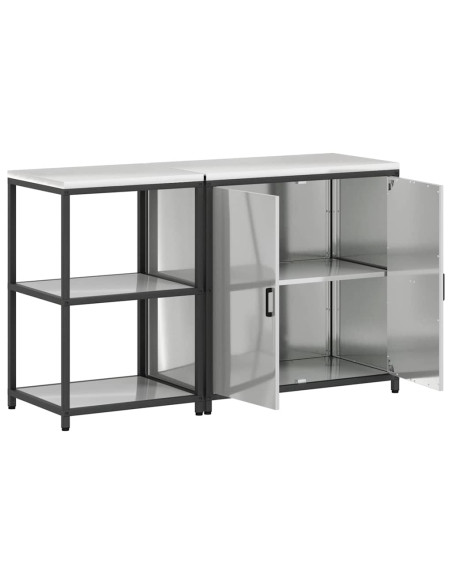 Set di Stoccaggio per Cucina 2 pcs Argento 150 x 50 x 92 cm
