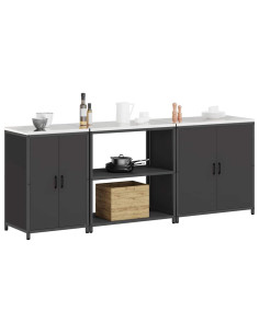 Set di Stoccaggio per Cucina con lo scaffale 3 pcs Nero Acciaio