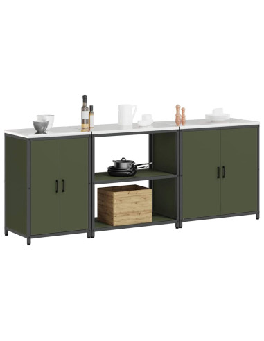 Set di Stoccaggio per Cucina Altro 3 pcs Verde oliva Acciaio