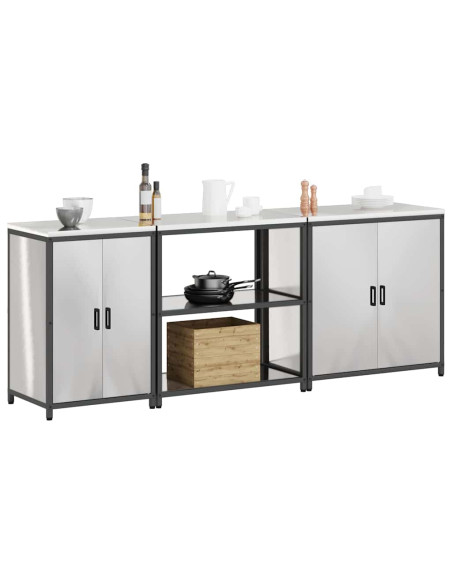 Set di Stoccaggio per Cucina 3 pcs Argento 210 x 50 x 92 cm