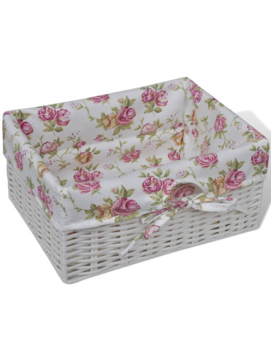 Armadio con 1 Cassetto e 2 Cestini Bianco in Legno di Paulownia