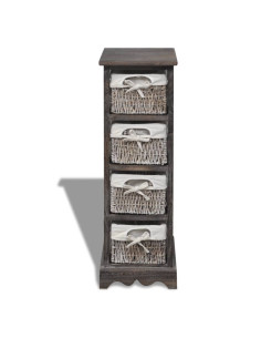Struttura in Legno con 4 Cestini Intrecciati Marrone 2