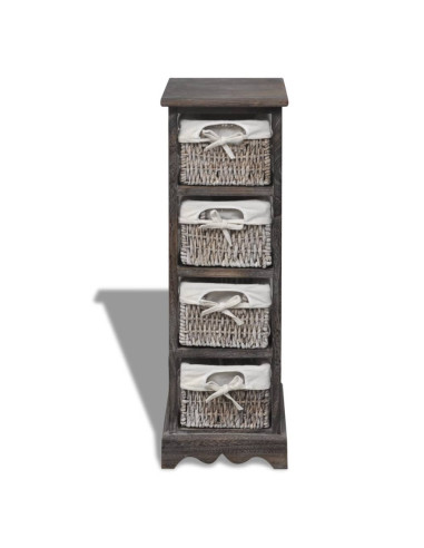 Struttura in Legno con 4 Cestini Intrecciati Marrone