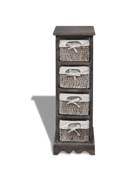 Struttura in Legno con 4 Cestini Intrecciati Marrone